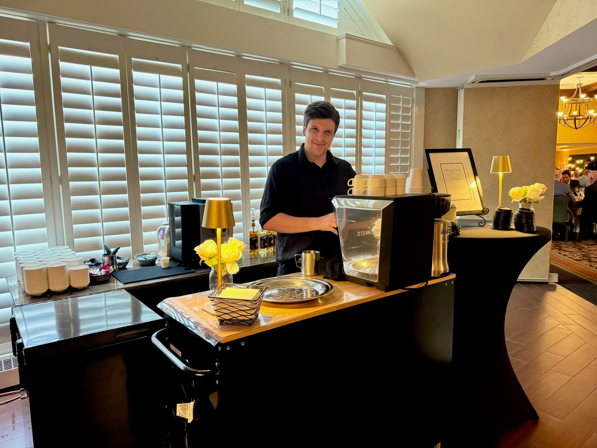 Affogato bar with a barista at a Cleveland corporate banquet