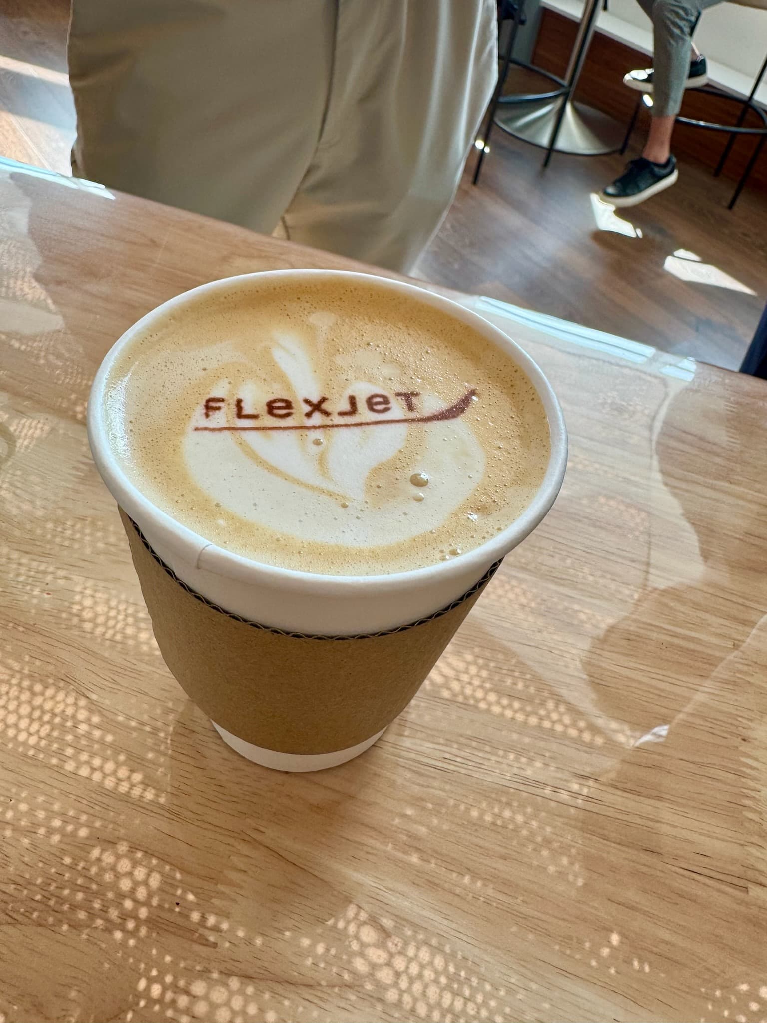 Latte with a client logo printed in the foam at a Cleveland corporate event